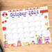 Groovy Retro October 2024 Vintage Calendar Printable