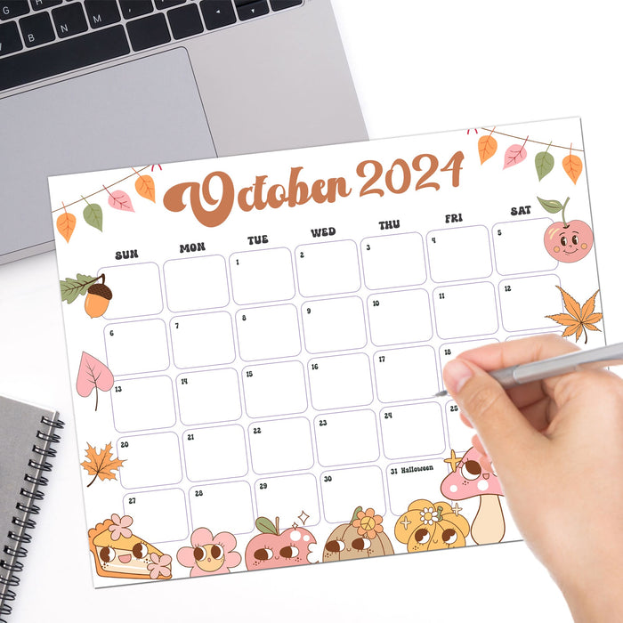 Printable October 2024 Groovy Retro Calendar