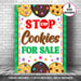 PDF Stop Cookies For Sale Booth Sign Poster | Scout cookie Sale, Bake Sale and Fundraiser Booth Sign