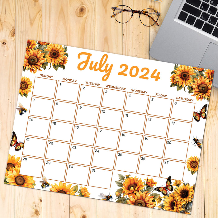 PDF Sunflower July 2024 Calendar | Printable Floral Monthly Planner