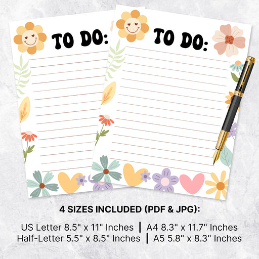 Floral Retro To-Do List Printable