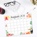 PDF Tropical Vibes Themed August 2024 Calendar | Printable Tropical Paradise Monthly Planner