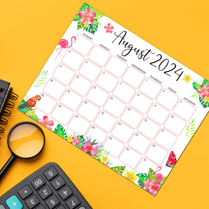 PDF  August 2024 Tropical Themed Calendar | Printable Tropical Escape Themed Monthly Planner