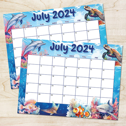 PDF Under the Sea Month of July 2024 Calendar | Summer Underwater Themed Planner