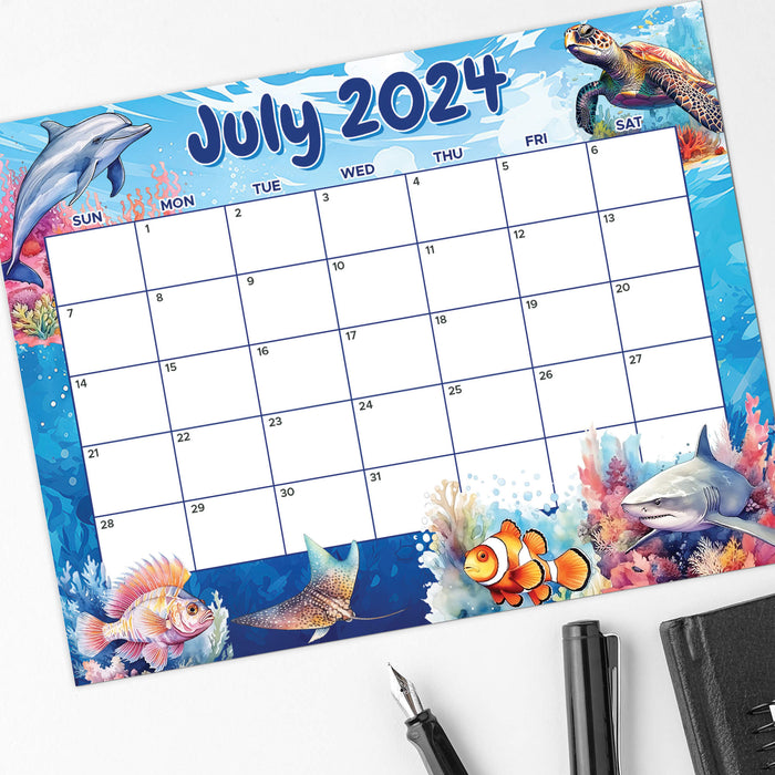 PDF Under the Sea Month of July 2024 Calendar | Summer Underwater Themed Planner