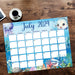 PDF Summer Underwater Themed July 2024 Calendar | Under the Sea Month of July Planner