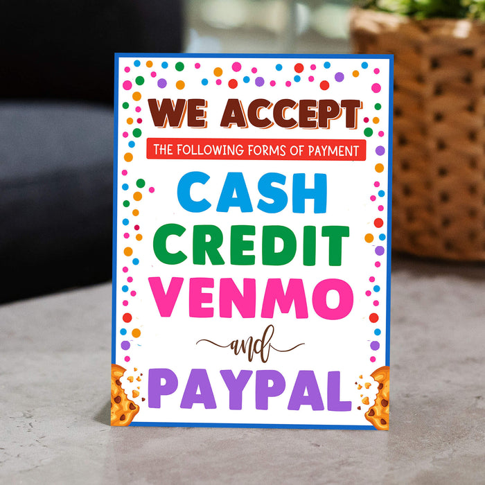 Printable We Accept Payments Cash, Credit, Venmo and Paypal Sign | PDF Booth Sale Sign