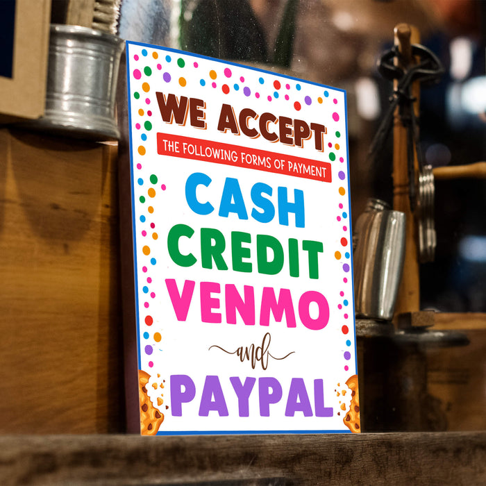 Printable We Accept Payments Cash, Credit, Venmo and Paypal Sign | PDF Booth Sale Sign