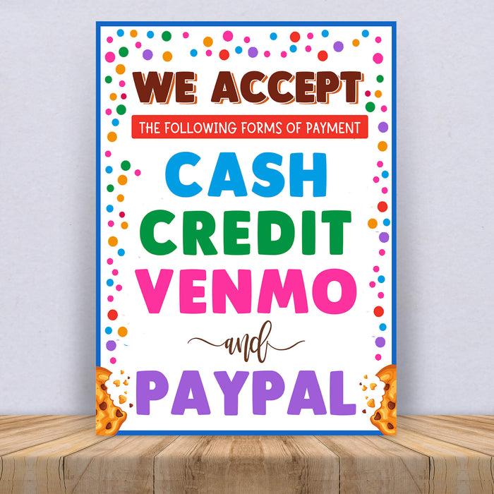 Printable We Accept Payments Cash, Credit, Venmo and Paypal Sign | PDF Booth Sale Sign