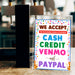 Printable We Accept Payments Cash, Credit, Venmo and Paypal Sign | PDF Booth Sale Sign