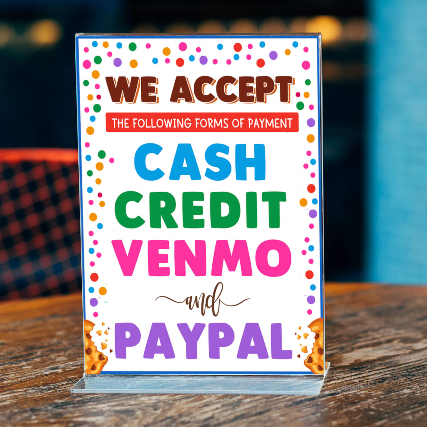 Printable We Accept Payments Cash, Credit, Venmo and Paypal Sign PDF