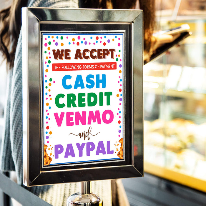 Printable We Accept Payments Cash, Credit, Venmo and Paypal Sign | PDF Booth Sale Sign