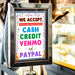 Printable We Accept Payments Cash, Credit, Venmo and Paypal Sign | PDF Booth Sale Sign