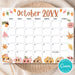 Customizable October Groovy Retro Calendar