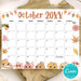 Customizable October Groovy Retro Calendar