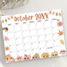 Customizable October Groovy Retro Calendar