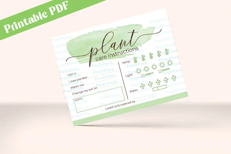 PDF Plant Care Card Plant Card | Printable Multi Use Plant Care Sheet