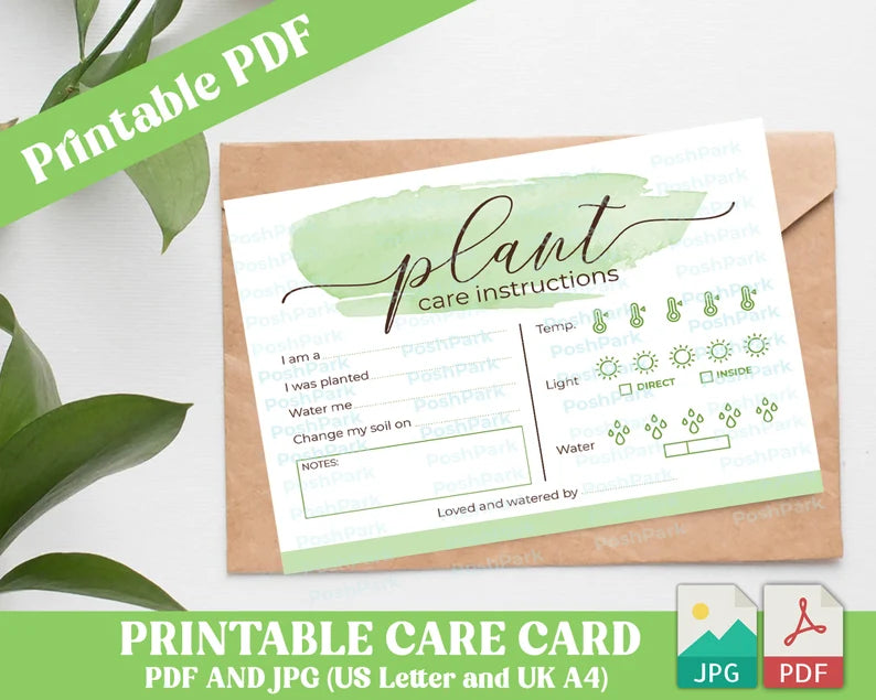 PDF Plant Care Card Plant Card | Printable Multi Use Plant Care Sheet — Posh Park for Free Printable Plant Care Sheet