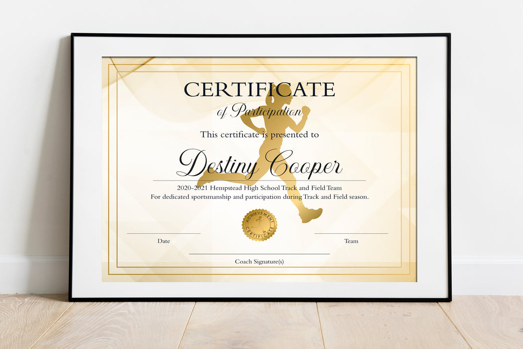 DIY Cross Country Sport Award Certificate for Boys and Girls | Sport Participation Template Bundle