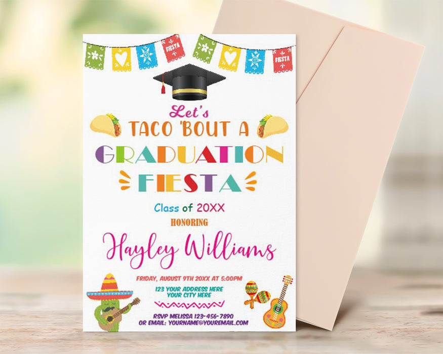 Customizable Taco Bout Graduation Invitation Template | Festival Themed Taco Invite