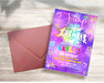 Customizable Trampoline Birthday Invitation Template | Neon Jump Birthday Party Invite