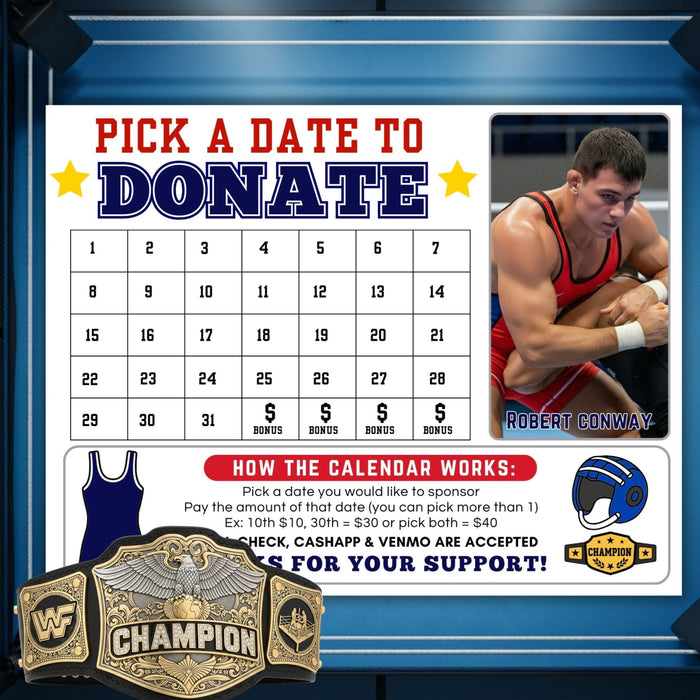Wrestling booster club donation calendar