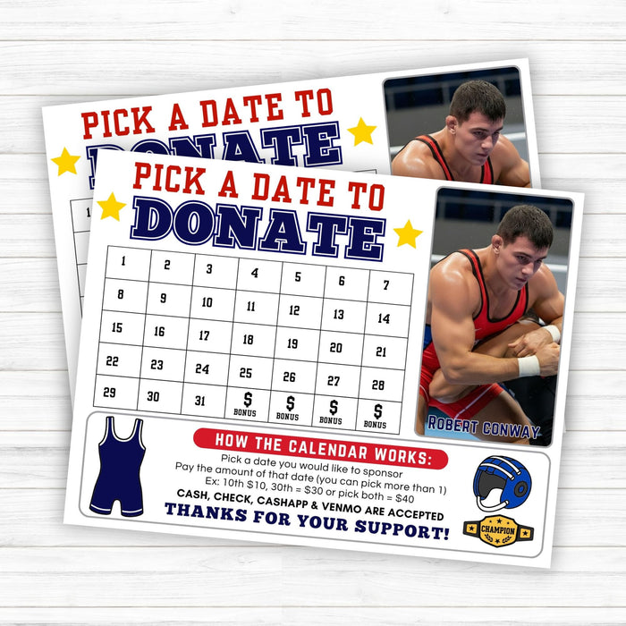 Sports fundraiser calendar template for wrestling