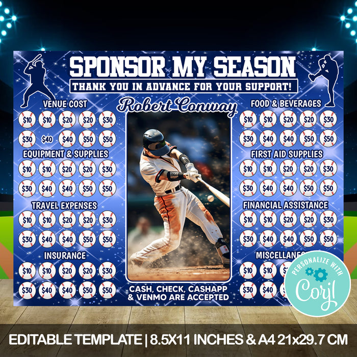 Editable Baseball Pick a Date Calendar for Fundraising Events