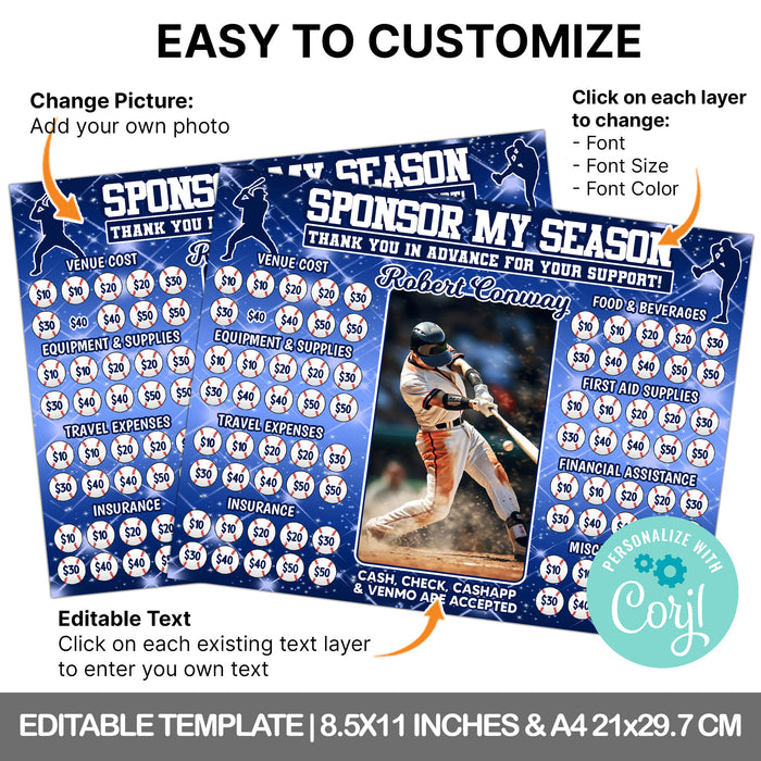 Editable Baseball Pick a Date Calendar for Fundraising Events