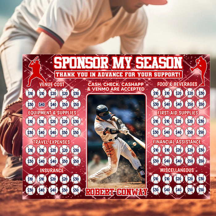 Editable Baseball Team Fundraiser Donation Calendar