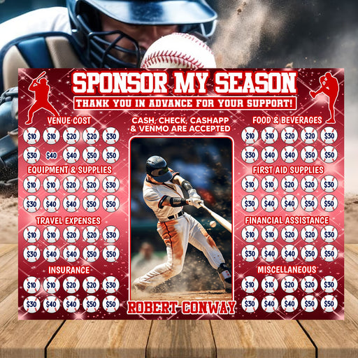 Editable Baseball Team Fundraiser Donation Calendar