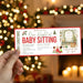 Customizable Christmas Babysitting Gift Voucher Template | Holiday Childcare Gift Ticket
