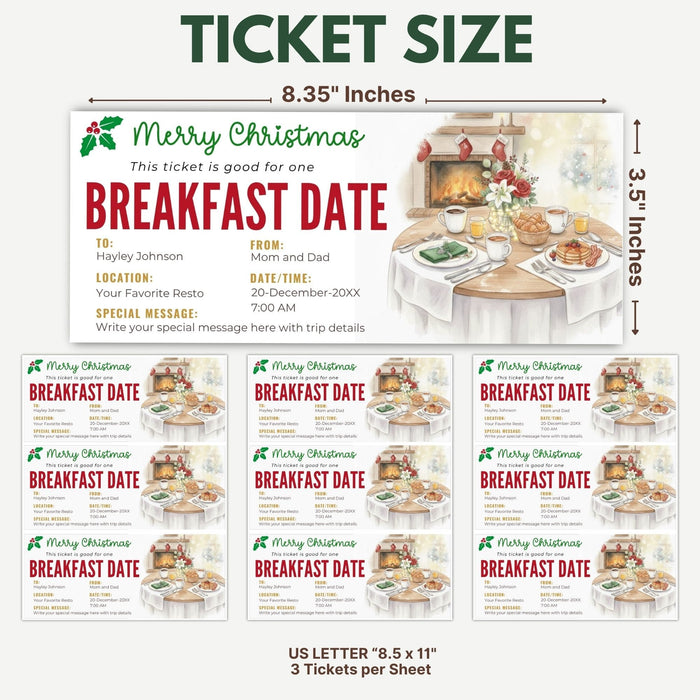 DIY Christmas Breakfast Date Gift Voucher Template | Romantic Holiday Gift Ticket