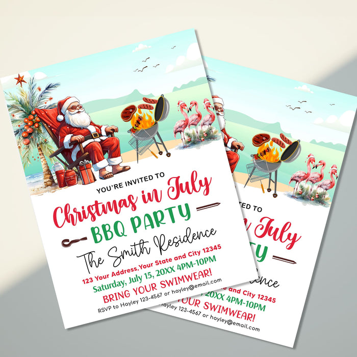 Hilarious Santa Christmas in July BBQ Party Invite