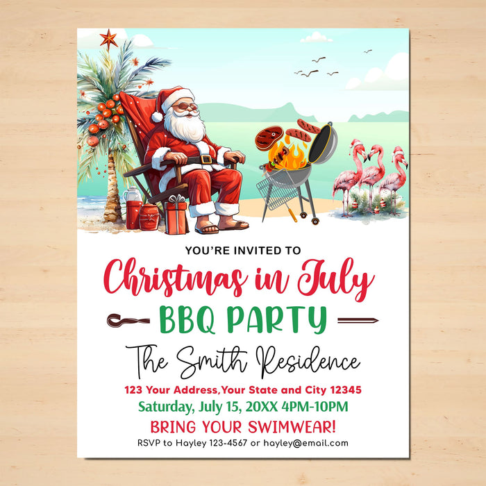 Hilarious Santa Christmas in July BBQ Party Invite