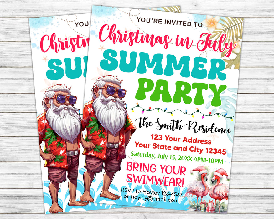 Cute Christmas in July Party Invitation