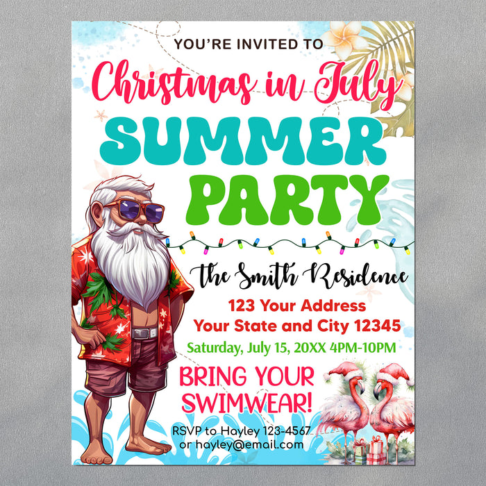 Cute Christmas in July Party Invitation