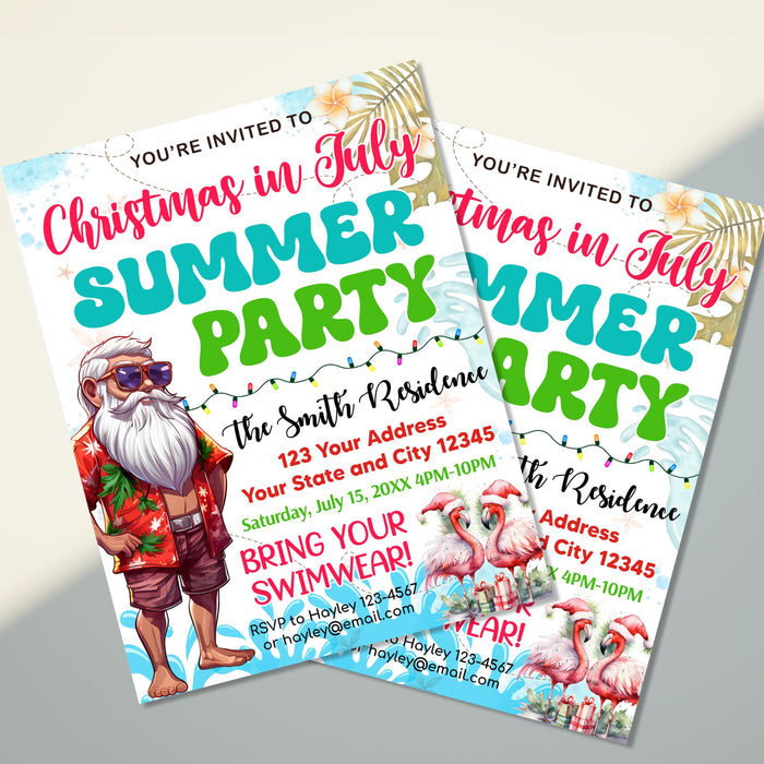 Cute Christmas in July Party Invitation