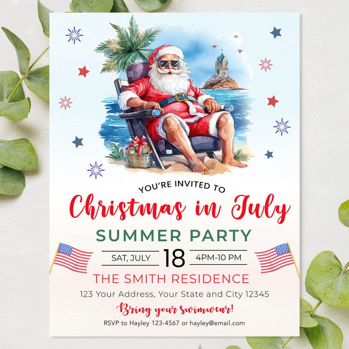 Hilarious Summer Party Christmas in July Invite