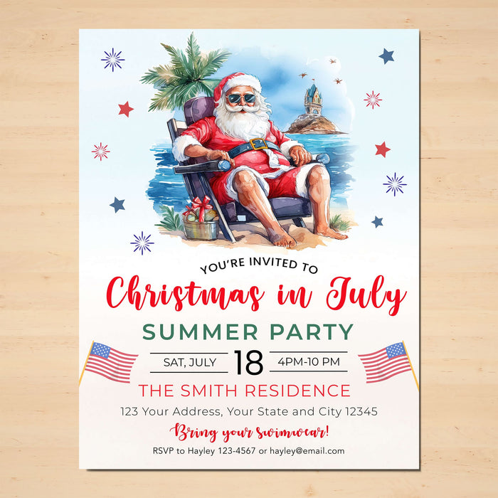 Hilarious Summer Party Christmas in July Invite