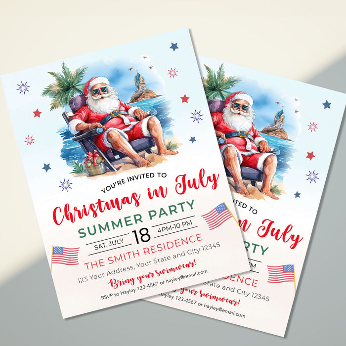 Hilarious Summer Party Christmas in July Invite