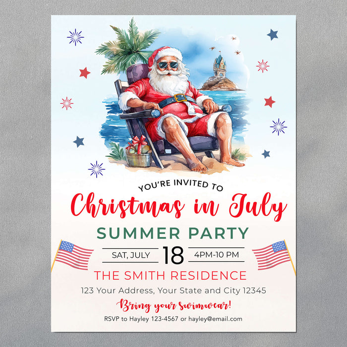 Hilarious Summer Party Christmas in July Invite