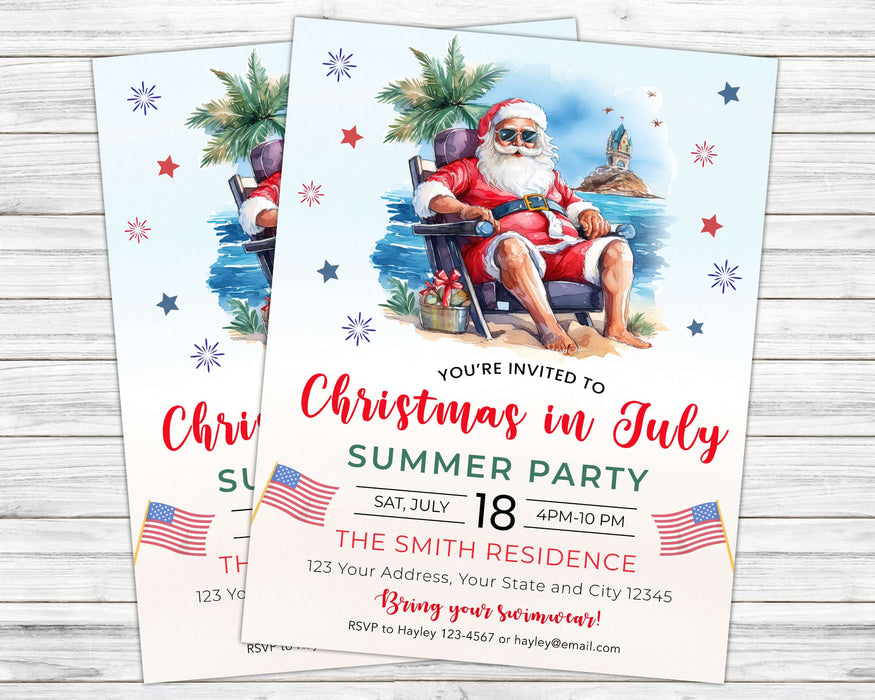 Hilarious Summer Party Christmas in July Invite