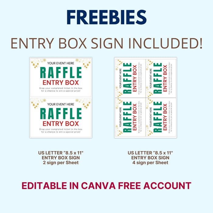 Christmas Raffle Ticket Template | Customizable Holiday Giveaway Ticket