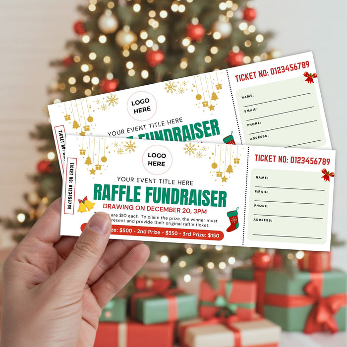 Christmas Raffle Printable Christmas Raffle Ticket Template | Customizable Holiday Giveaway Ticket ...