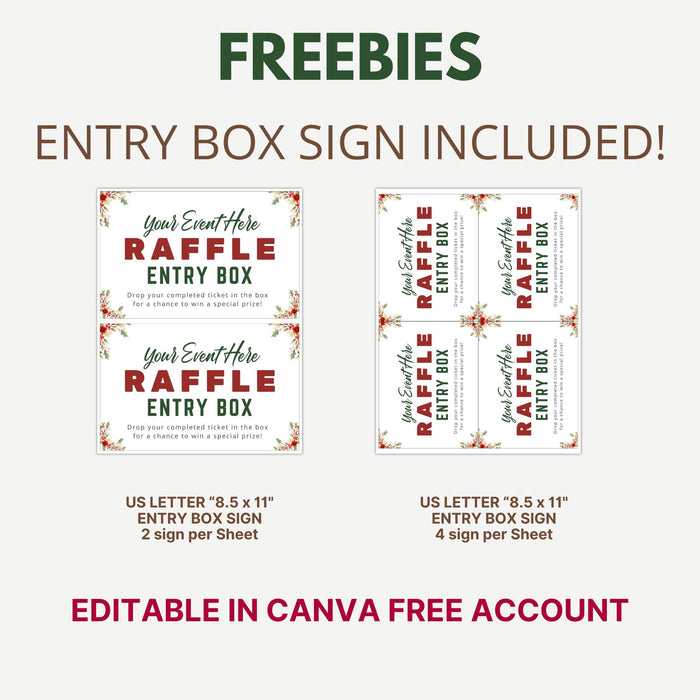 DIY Christmas Raffle Ticket Template | Holiday Party & Fundraiser Ticket
