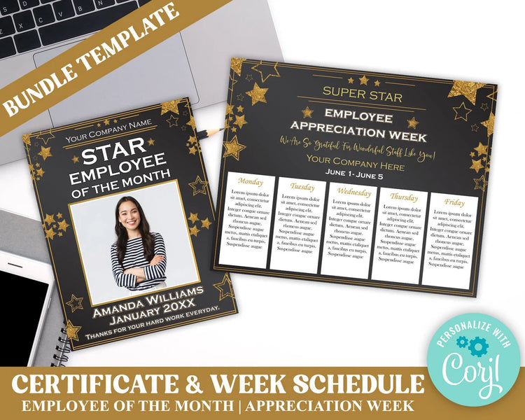 DIY Star Employee Appreciation Flyer Certificate and Poster Bundles ...