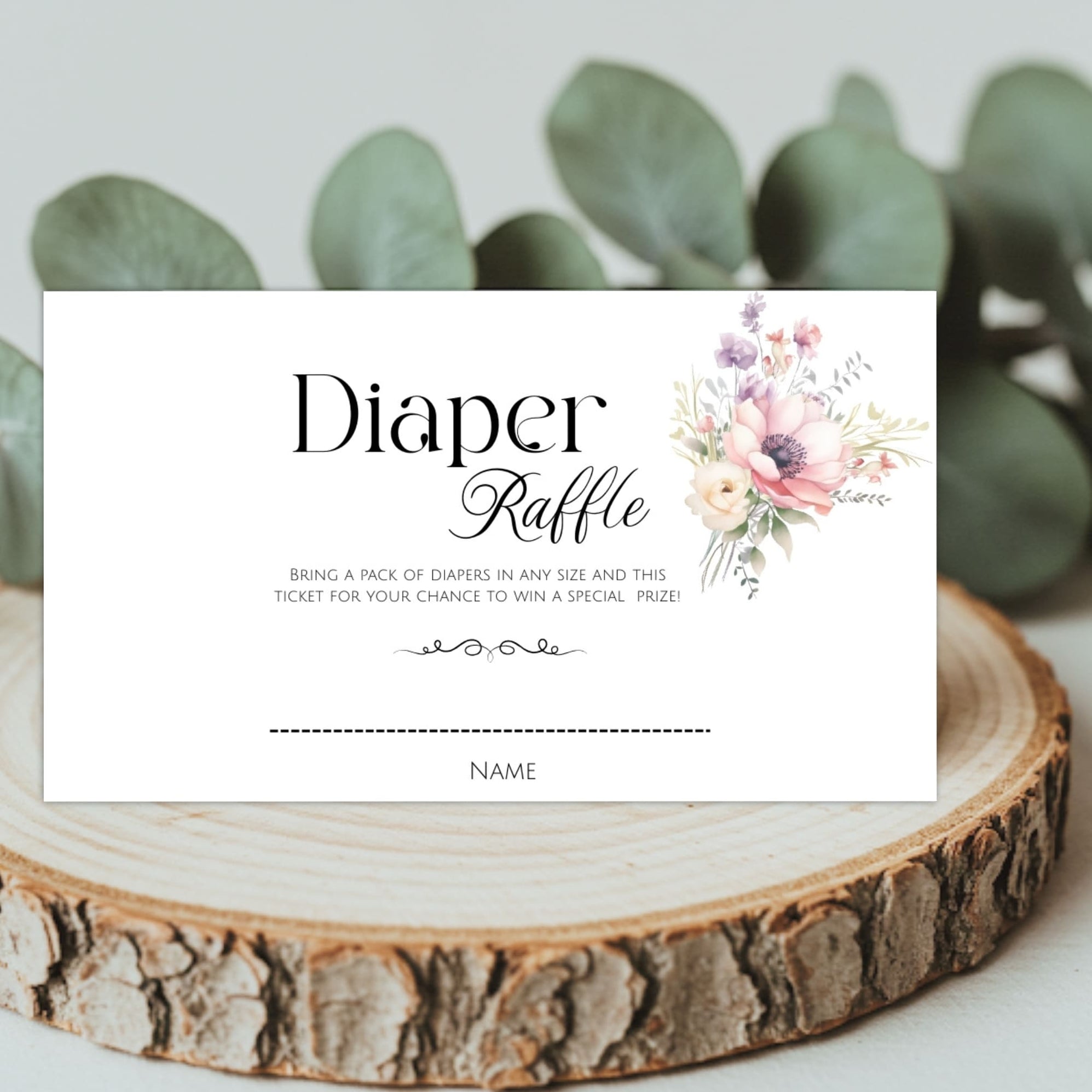DIY Wildflower Diaper Raffle Ticket Template | Baby in Bloom Shower ...