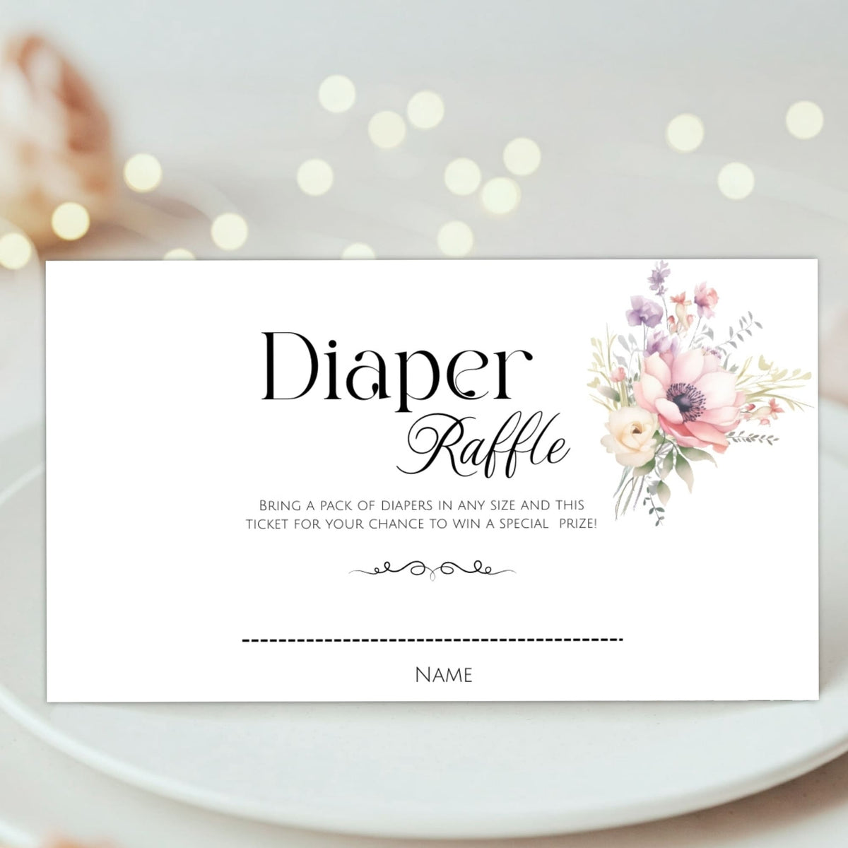 DIY Wildflower Diaper Raffle Ticket Template | Baby in Bloom Shower ...