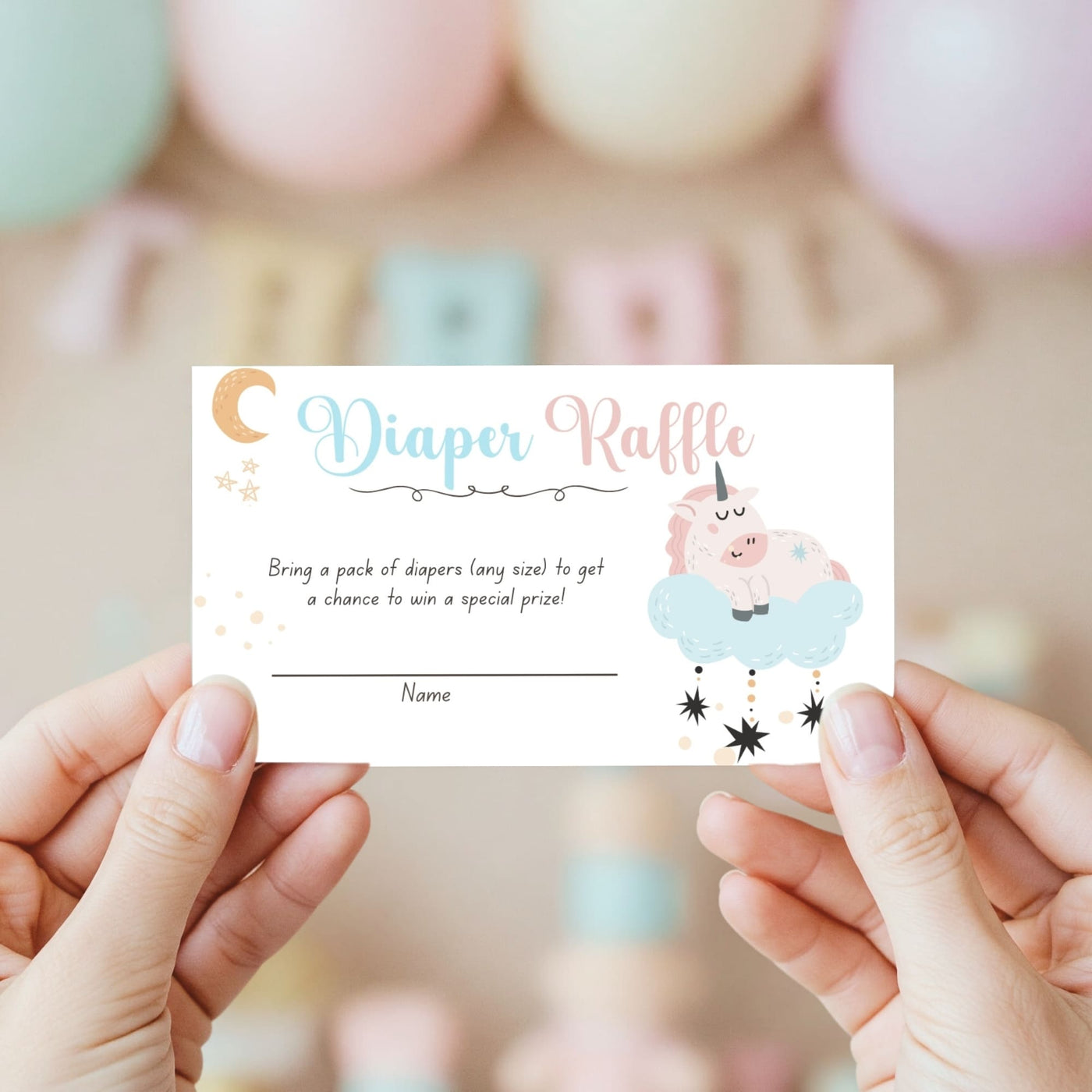 Customizable Unicorn Diaper Raffle Ticket | Unicorn Boho Theme Baby ...